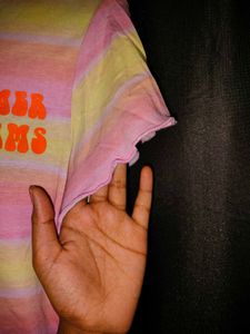 Striped Lettuce Hem T-Shirt