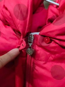 Girls Pink Polka Dot Puffer Coat
