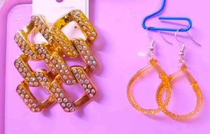 Glass & Iredescent Gold earring set🌸✨️