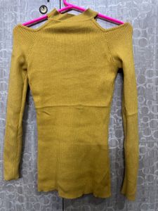 Mustard Yellow Cold Shoulder Sweater