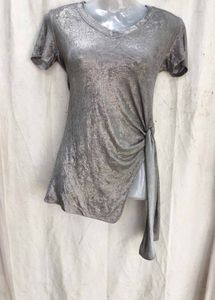 Sparkly Silver Tie-Up Tunic Top