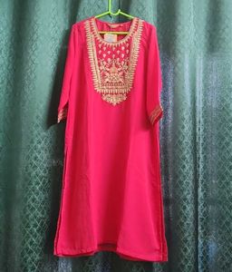 Embroidered Pink Kurta with Palazzo and Duppata