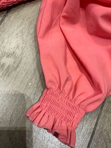 Smocked Off-Shoulder Coral Top