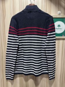 Zara Man Quarter Zip Striped Knitwear Sweater
