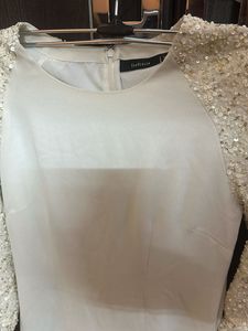 White Sequin Sleeve Dress