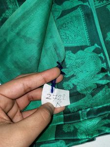 Green Plain Saree With VERY BEAUTIFUL PALLU