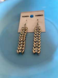 New Silver Crystal Long Dangler Earrings