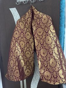 Elegant Brocade Suit - Rich Maroon &amp; Gold