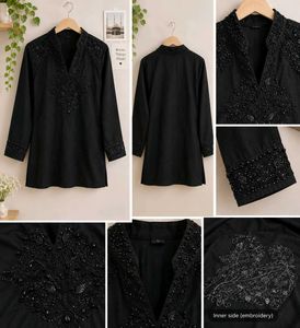 Black Pearl Work Straight Kurti |