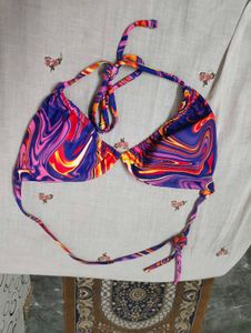 Vibrant Swirl Print Bikini Top
