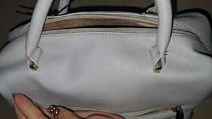 Caprese Peach satchel medium dull blue handbag