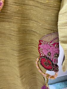 Vibrant green Embroidered Kurti skirt with Dupatta