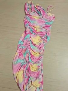 Tie-Dye Ruched Mini Dress