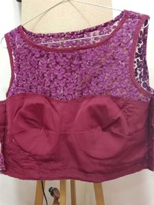 Embroidered Purple Crop Top