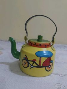 Hand-Painted Traditional Yellow Tea Kettle w 2