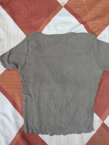 Women's Grey Tie-Front Top