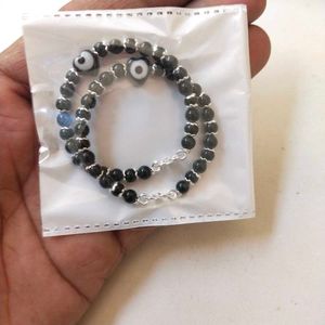 Pure Silver &amp; Black Crystals Evil Eye Baby Nazariy