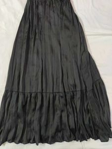 Elegant Black Satin Ruched  Dress