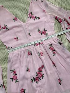 Pink Floral Embroidered Dress