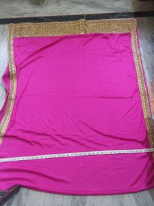 Stunning Pink Duppatta 4 Lahenga with Golden Bor