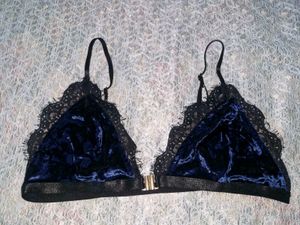 Velvet Lace Trim Bra
