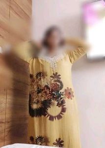 Elegant Beaded Neckline Ethnic Gown