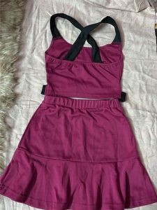 Magenta Crop Top &amp; Skirt Set
