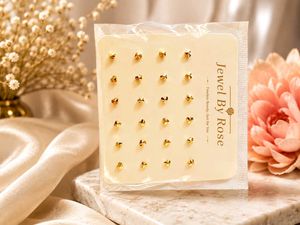 Gold Heart Stud Earrings