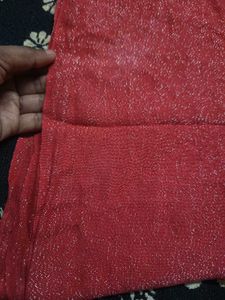 Used Red shimmering lining Dupatta Scarf