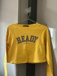 Yellow "Ready" Graphic Crop Top