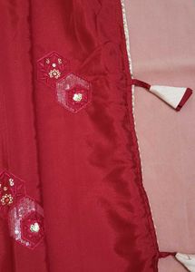 Elegant dark pink Embroidered Saree