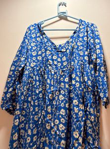 Blue Floral Print Top