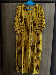 Yellow Printed Kurta