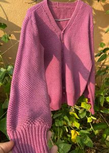 Handknit purple cardigan