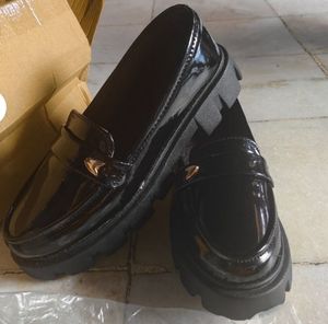 Chunky Sole Black Loafers