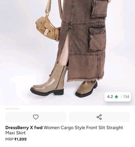 Brown Cargo Style Maxi Skirt