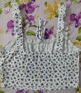 Cute Floral Smocked Crop Top