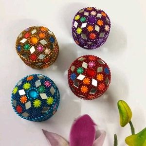 Blue Beaded Kumkum//Trinket Boxes (6 pcs)