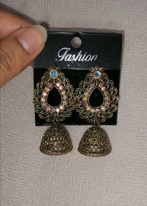 Antique Gold Jhumka Earrings