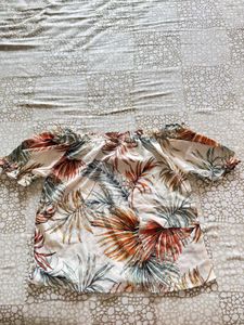 Off-Shoulder Tropical Print Top