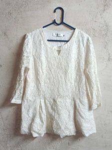 Elegant White Lace Top Layered