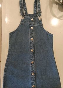 Denim Button-Front Pinafore Dress
