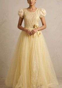 Elegant Yellow Gown with Bow Detail