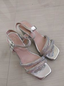 Silver Block Heels