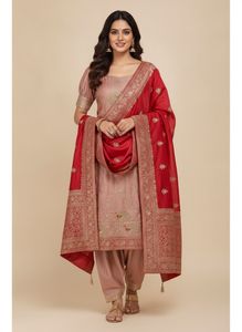 Red Heavy Dupatta with Short Kurti & Salwar Set