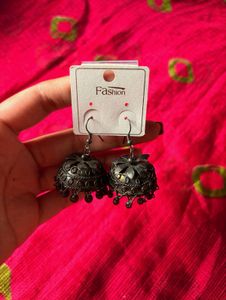 Black Polish Oxidized Necklace with Earring