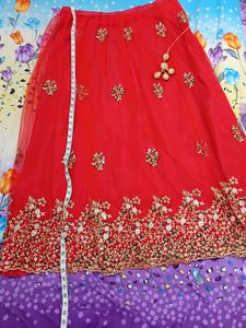 Red Embroidered Lehenga Choli Set