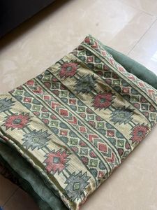 Elegant Green Saree with Geometric Border