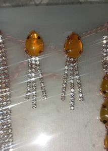 Rhinestone &amp; Amber Layered Necklace Set