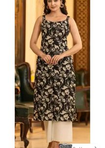 Floral Print Sleeveless Kurta